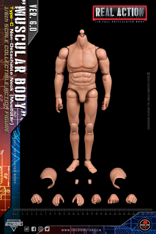 SOLDIER STORY 1/6 Muscular Body Type C Non-Detachable Neck (SSA-003)