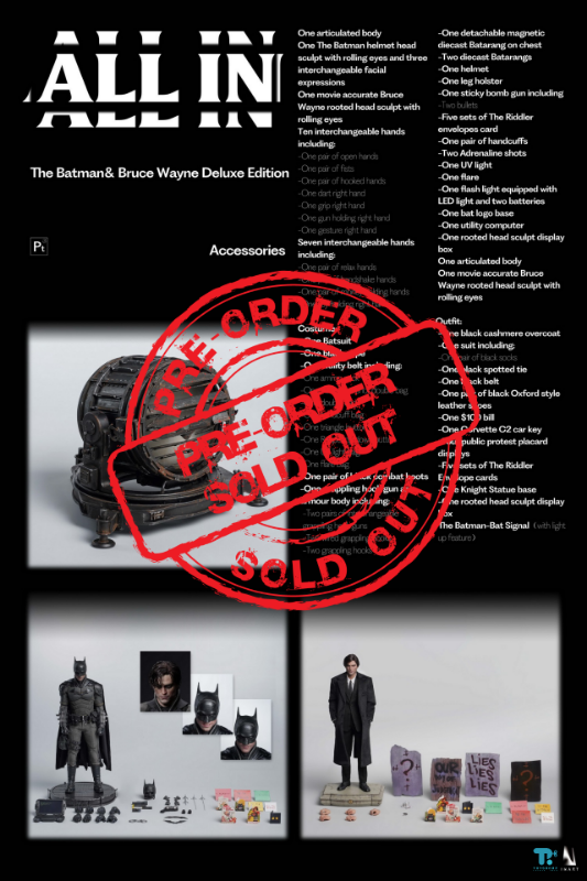 InArt 1/6 The Batman-Bruce Wayne Collectible Figure Deluxe Edition (Rooted Hair) (PT002-1D)